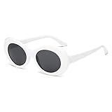 Long Keeper Retro Ovale Sonnenbrille – UV400 Mode Weiß Sonnenbrille Oval für Damen & Herren...