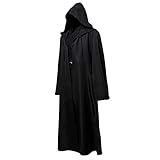 GraduationMall Schwarz Umhang mit Kapuze Herren Damen Mittelalter Mantel Jedi Robe Ritter Fancy...