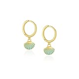 Mary & Jules Ohrringe Muschel aus 925 Sterling Silber, vergoldet, kleine, schlichte, Damen...