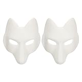 Alipis Kitsunes Fuchs-Masken Blanko Wolf Halbgesicht Cosplay-Masken Leder Katze Tierkostüm Diy...