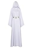 YANVS Prinzessin Leia Kostüm Damen Weißes Kleid Langes Cosplay Prinzessin Leia Kleid für...