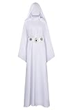 YANVS Prinzessin Leia Kostüm Damen Weißes Kleid Langes Cosplay Prinzessin Leia Kleid für...