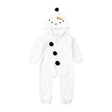 Qianderer Baby Junge Mädchen Weihnachten Strampler Samt Kapuzenpulli Schneemann Jumpsuit Overall...