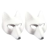 SAFIGLE 2 Weiße Einfache Masken Pu-Fuchs-Maske Unbemalte Maskerade-Masken Diy-Tier-Unbemalte...