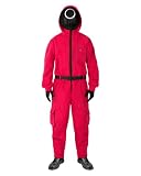 Funidelia Offizielles Squid Game Netflix Kostüm für Herren und Damen mit Kreis-Maske, Overall...