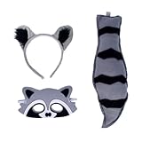 Woedpez 3-teilige Waschbär Kostüme Für Jungen Und Mädchen Cosplay Waschbär Ohren Stirnband...