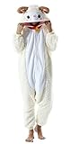 Magicmode Unisex Pyjamas Jumpsuit Tierkostüm Schaf Onesie Damen Herren Karneval Nachtwäsche