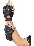 Smiffys Punk Handschuhe, Schwarz, mit Nieten Halloween