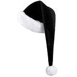 KONVINIT Lang Weihnachtsmütze Nikolausmütze Erwachsene Schwarz Plüsch weihnachtsmann mütze mit...
