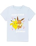 Pokemon T-Shirt Mädchen Kinder Pikachu Eevee Freunde Spiel Blaue Top 5-6 Jahre
