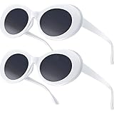 Frienda Sonnenbrille Retro Brille Kostüm Herren Damen Brille (Weiß, Oval)