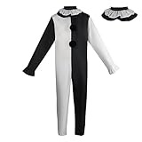 Duohropke Movie Killer Terrifier Clown Schwarz Weiß Jumpsuit Cosplay Kostüm Karneval Party Outfit...