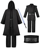 Jedi Kostüm für Herren mit Blau Lightsaber, Obi Wan Kenobi Tunika Kapuzenmantel Outfit Umhang mit...