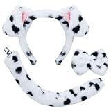 XEPST Tier Dalmatiner Kostüm Kinder Set, Hundeohren und Schwanz Set mit Dalmatiner Ohren Stirnband...