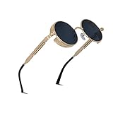 besbomig Klassische Retro Sonnenbrille Polarisiert Unisex Steampunk Brille - Steampunk Runde...