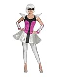 Funny Fashion Damen Kostüm Space Travel Kleid Silber/pink Armstulpen Weltraum Weltall (40/42)