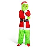 Claofoc 7 Teiliges Grinch Kostüm Erwachsene Männer Deluxe Santa Anzug Set Weihnachten Cosplay...
