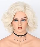 LeMarnia Damen Blond Kurz Lockig Perücke Halloween Cosplay Kostüme Perücke