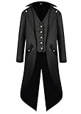 Halloween Mittelalter Viktorianische Jacke Kostüme für Männer, Steampunk Gothic Frack Mantel...