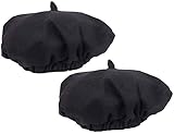 com-four® 2x Baskenmütze schwarz, für Alltag, Karneval, Fasching, Halloween & Motto-Partys,...