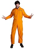 Maskworld Oranges Häftling Kostüm mit Knast-Nummer - Gefängnis-Insasse, Verbrecher, Sträfling,...