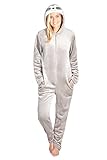 CityComfort Jumpsuit Damen Kuschelig Fleece Einteiler Schlafanzug Onesie Damen S-XL (Faultier Beige,...