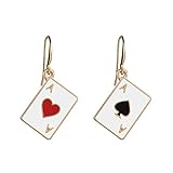 Chereda Spielkarten rote Herzen Pik Ohrringe für Frauen quadratische Haken Ohrringe für Frauen...