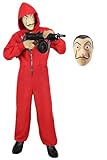 Haus des Geldes Kostüm Damen Herren Erwachsene Unisex Jumpsuit Set mit Dali Salvador Maske Roter...