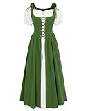 2024 Frühling Sommer Cottagecore Dress Vintage Lace-Up Korsett Peasant Pieces Kleid Grün S