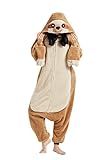 DELEY Unisex Erwachsene Faultier Strampler, Halloween Cosplay Kostüm Tier Pyjamas Homewear...