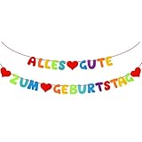 VINFUTUR Alles Gute Zum Geburtstag Girlande Bunt Happy Birthday Banner Filz Geburtstagsbanner...