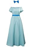 YANVS Damen Wendy Cosplay Kostüm Halloween Prinzessin Kleid Gürtel Schleife Tiara Set (M, Blau)