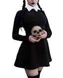 LUYANA Halloween Karneval Kostüm Addams Familie Mittwoch Kleid Damen Cosplay Party Kleider Schwarz...
