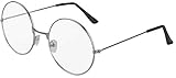 Balinco Weihnachtsmann Brille Rund I Nikolaus I Oma | Opa | Nerd Rund Silber mit klaren Gläsern...