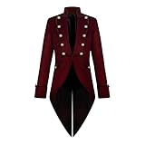 OBEEII Gothic Steampunk Frack Jacke, Herren Vintage Mittellanger Renaissance Viktorianischer Piraten...