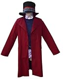 Wonka Anzug Cosplay Mantel Männer Willy Red Samt Jacke Weste Schokolade Kostüm Hut Full Suit Set...
