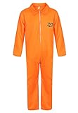 Josamogre Geflüchteter Gefangener Kostüm Overall Herren Gefangenenkostüm Orange Halloween Adult...