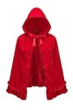Regenboog Rotkäppchen-Kostüm-Umhang für Damen, roter Samt-Umhang für Damen,...