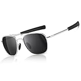 SUNGAIT Herren Militär Sonnenbrille Polarisierte Pilot Style - Bajonett-Tempel Silber/Grau A285
