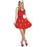 KarnevalsTeufel Kostüm Erdbeere Damenkostüm Erdbeerkostüm Obstkostüm Fleece Kleid mit Haarreif...