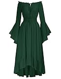 SCARLET DARKNESS Damen Mittelalter Maxikleid Halloween Karneval Festlich Wikinger Gesmokt Kleid...