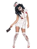 Smiffys Zombiekostüm Krankenschwester, mit Kleid, Maske und Kopfteil