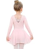 Ballettkleidung Mädchen Baumwolle Ballettkleid Balletttrikot Kurzarm Tanzkleid Tanzbody mit Chiffon...