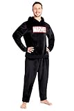 Marvel Schlafanzug Herren Lang, Fleece Hausanzug Herren Pyjama mit Hoodie Herren Oberteil(Schwarz,...
