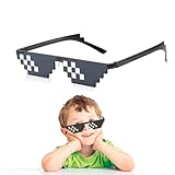 Jasminum 8 Bit Pixel Mosaik Glas,Coole Mosaik-Sonnenbrille in Schwarz,Mosaik Brille,Spieler...