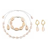 TOFBS Muschel Schmuck Halskette Armband Ohrring Set Einstellbare Natürliche Shell Choker...