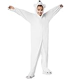 dressforfun 900322 - Kinderkostüm Eisbär, aus flauschigem Plüschstoff, Kapuze mit Nase, Augen und...