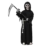 Sensemann Kostüm Sense Schädelmaske SchädeHandschuhe, Unisex Kostüm Grim Reaper für Halloween...