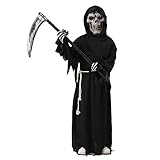 Sensemann Kostüm Sense Schädelmaske SchädeHandschuhe, Unisex Kostüm Grim Reaper für Halloween...