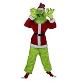 PDYLZWZY Grünes großes Monster Kostüm für Erwachsene und Kinder 4er Weihnachtspelz Grinch...